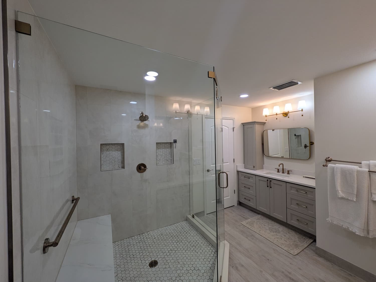 Remodeled master bathroom in a Juno Beach home
