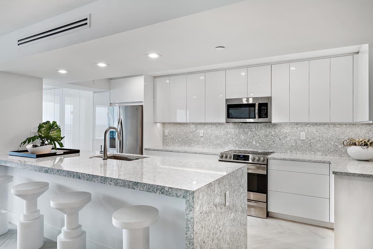 Remodeled kitchen in a Palm Beach condo